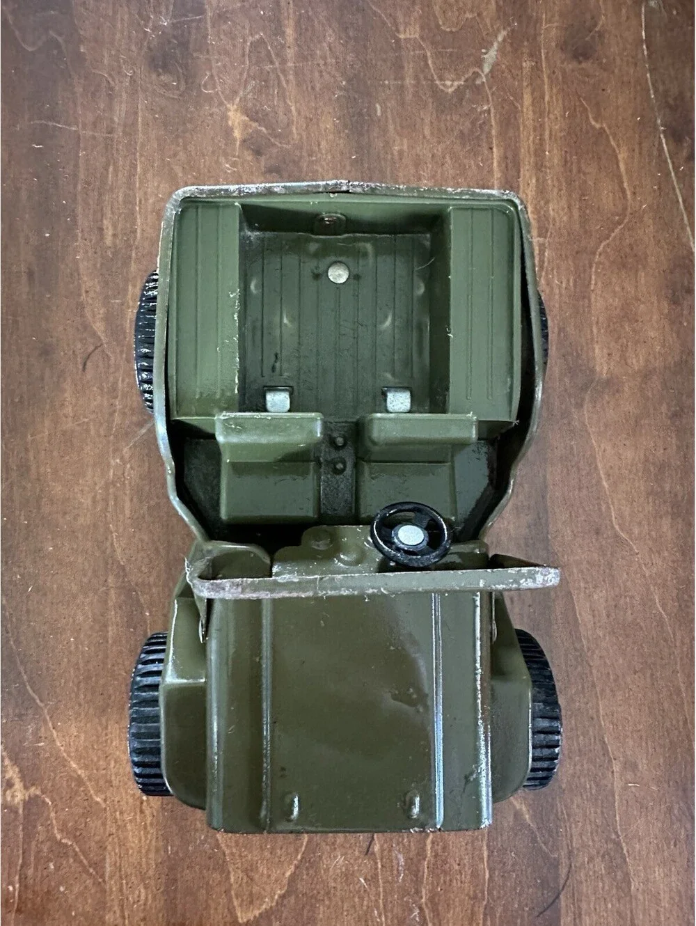 Vintage Tonka Pressed Steel Military Jeep Olive Green Toy Truck 9